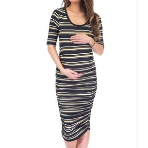 Mother Bee Striped Maternity Dress -Med